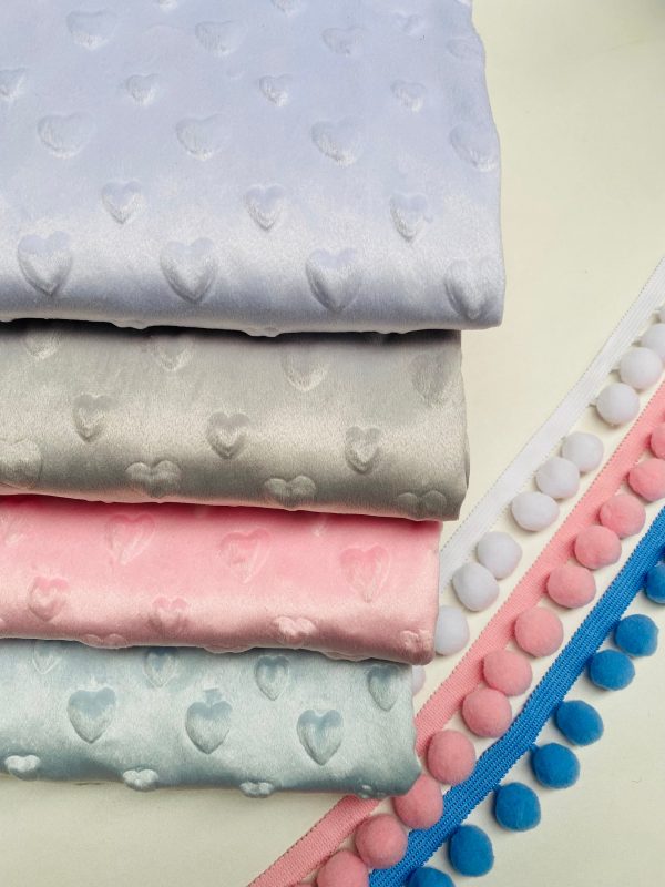 HEART Supersoft Dimple Fleece Fabric Plush Cuddle Soft - 160cm (63 inches) wide