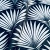 Velvet Art Deco Geometric Damask Floral Fan Fabric Fountain Leaf - Curtain Upholstery Home decor - 140"/280cm EXTRA Wide -  Black & Grey - Image 4