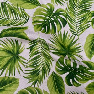 Linen Look Green Palm Leaves Tropical Leaf Fabric Material for Home Decor Curtain Upholstery - 55" or 140cm Wide Canvas
