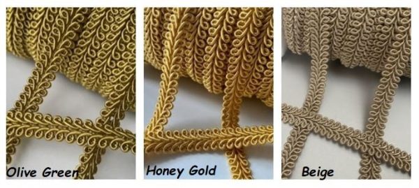 Rayon BRAID Cord Textile Gimp Scroll Chain Trim Home Decor - Pillow, Cushion, Curtains Edge Trimming Upholstery - 10mm Wide - ANY LENGTH - Image 2