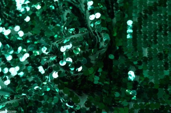 9mm Sequin Fabric material, 1 way stretch /130cm wide / Sparkling Turquoise Green