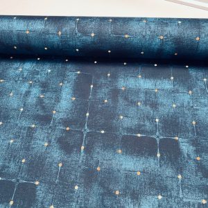 Dot Velvet Effect Look Print Fabric Home Decor Curtain Upholstery Material 140cm or 55" wide - Navy Blue
