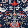 Folklore Motif Fabric Printed Forest Flowers Birds Home Decor Curtain Upholstery Ethnic Material 140cm or 55" wide -Black & Red - Image 2