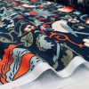 Folklore Motif Fabric Printed Forest Flowers Birds Home Decor Curtain Upholstery Ethnic Material 140cm or 55" wide -Black & Red - Image 4