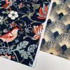 Folklore Motif Fabric Printed Forest Flowers Birds Home Decor Curtain Upholstery Ethnic Material 140cm or 55" wide -Black & Red - Image 9