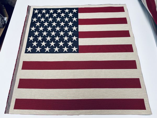 Large USA America Stars and Stripes Flag Retro Linen Look Heavy Jacquard Gobelin Upholstery Cotton Cushion Panel Fabric 70x70cm or 27''x27'' - Image 5