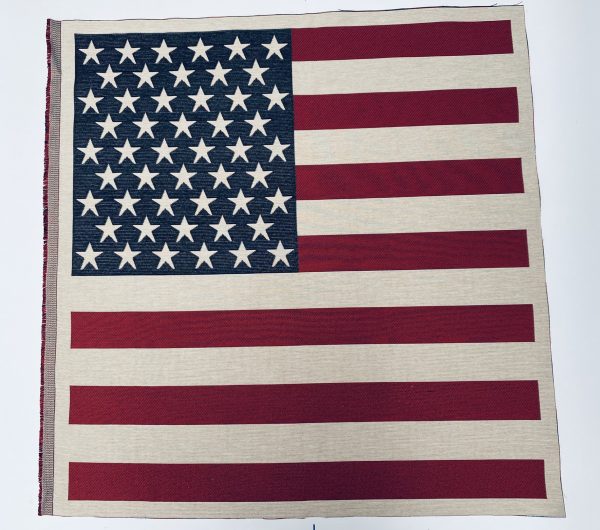Large USA America Stars and Stripes Flag Retro Linen Look Heavy Jacquard Gobelin Upholstery Cotton Cushion Panel Fabric 70x70cm or 27''x27''