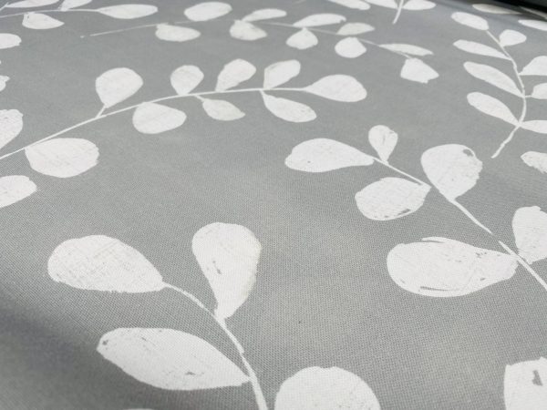 Eucalyptus Leaves Tropical Leaf Fabric Material for Home Decor Curtain Upholstery - 55" or 140cm Wide - Grey - Image 4