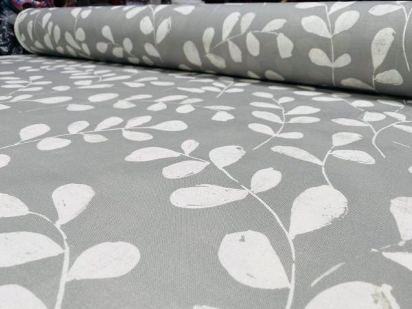 Eucalyptus Leaves Tropical Leaf Fabric Material for Home Decor Curtain Upholstery - 55" or 140cm Wide - Grey - Image 7