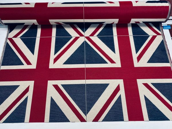 LARGE Union Jack Flag Retro Linen Look Heavy Jacquard Gobelin Upholstery Cotton Bag Cushion Panel Fabric UK Banner 70x70cm or 27''x27''