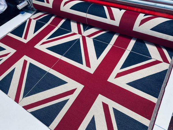 LARGE Union Jack Flag Retro Linen Look Heavy Jacquard Gobelin Upholstery Cotton Bag Cushion Panel Fabric UK Banner 70x70cm or 27''x27'' - Image 2