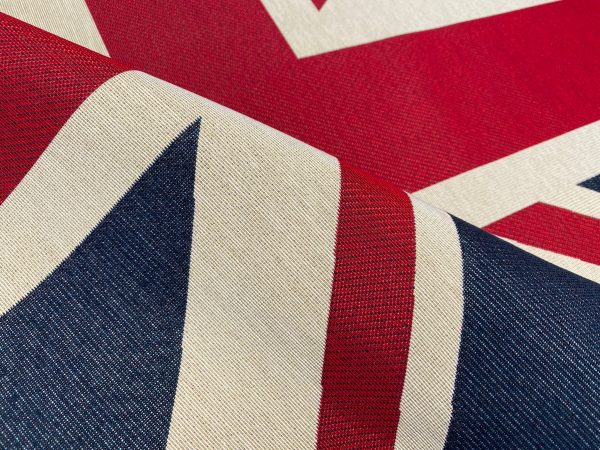 LARGE Union Jack Flag Retro Linen Look Heavy Jacquard Gobelin Upholstery Cotton Bag Cushion Panel Fabric UK Banner 70x70cm or 27''x27'' - Image 3