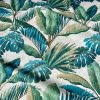 Teal Palm Leaves Banana Tropical Leaf Fabric Linen Look Material for Home Decor Curtain Upholstery - 53" or 136cm Wide Canvas