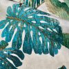 Teal Palm Leaves Banana Tropical Leaf Fabric Linen Look Material for Home Decor Curtain Upholstery - 53" or 136cm Wide Canvas - Image 2