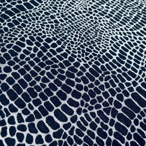 Snake Gobelin Jacquard Fabric Home Decor Metallic Look Tapestry Material for Curtains Upholstery  110" or 280cm EXTRA Wide - Black & Silver