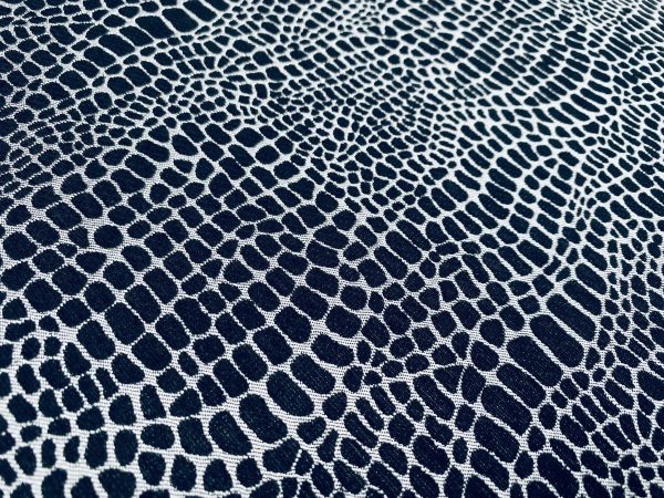 Snake Gobelin Jacquard Fabric Home Decor Metallic Look Tapestry Material for Curtains Upholstery  110" or 280cm EXTRA Wide - Black & Silver