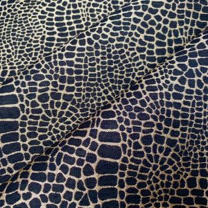 Snake Gobelin Jacquard Fabric Home Decor Metallic Look Tapestry Material for Curtains, Upholstery  - 55" or 140cm Wide - Black & Gold