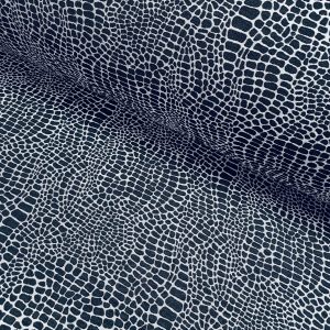 Snake Gobelin Jacquard Fabric Home Decor Metallic Look Tapestry Material for Curtains, Upholstery  - 55" or 140cm Wide - Black & Silver