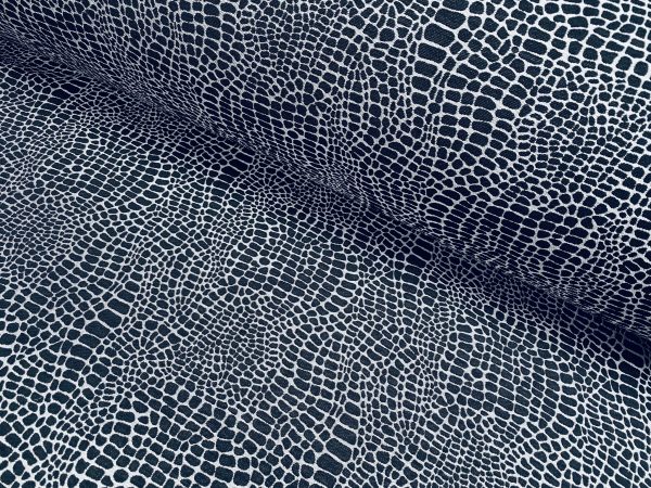 Snake Gobelin Jacquard Fabric Home Decor Metallic Look Tapestry Material for Curtains, Upholstery  - 55" or 140cm Wide - Black & Silver