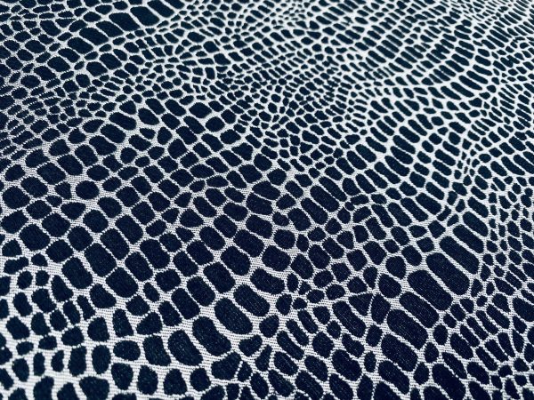 Snake Gobelin Jacquard Fabric Home Decor Metallic Look Tapestry Material for Curtains, Upholstery  - 55" or 140cm Wide - Black & Silver - Image 2