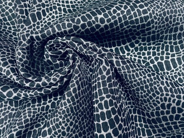 Snake Gobelin Jacquard Fabric Home Decor Metallic Look Tapestry Material for Curtains, Upholstery  - 55" or 140cm Wide - Black & Silver - Image 3