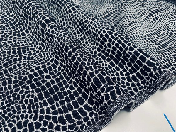 Snake Gobelin Jacquard Fabric Home Decor Metallic Look Tapestry Material for Curtains, Upholstery  - 55" or 140cm Wide - Black & Silver - Image 5