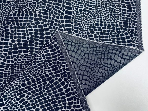 Snake Gobelin Jacquard Fabric Home Decor Metallic Look Tapestry Material for Curtains, Upholstery  - 55" or 140cm Wide - Black & Silver - Image 6