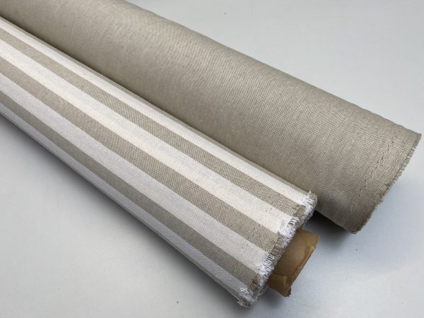 Linen Look White STRIPES Culla Fabric Furnishing Curtain Upholstery Dressmaking Cotton Material 110″/280cm EXTRA Wide Canvas - NATURAL - Image 10