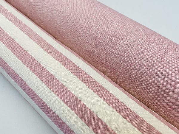 Linen Look White STRIPES Culla Fabric Furnishing Curtain Upholstery Dressmaking Cotton Material 55″/140cm Wide Canvas - DUSTY PINK - Image 5