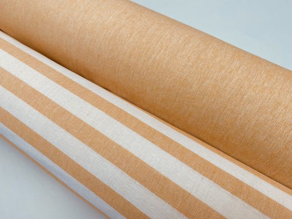 Linen Look White STRIPES Culla Fabric Furnishing Curtain Upholstery Dressmaking Cotton Material 110″/280cm EXTRA Wide Canvas - Yellow Mustard - Image 5