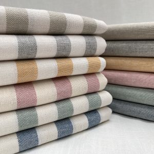 Linen Look White STRIPES Culla Fabric Furnishing Curtain Upholstery Dressmaking Cotton Material 110"/280cm EXTRA Wide Canvas