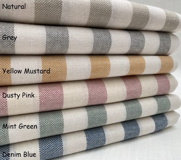 Linen Look White STRIPES Culla Fabric Furnishing Curtain Upholstery Dressmaking Cotton Material 55"/140cm Wide Canvas