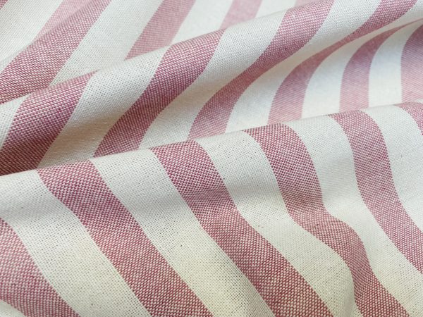 Linen Look White STRIPES Culla Fabric Furnishing Curtain Upholstery Dressmaking Cotton Material 55″/140cm Wide Canvas - DUSTY PINK - Image 3
