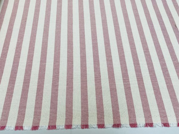 Linen Look White STRIPES Culla Fabric Furnishing Curtain Upholstery Dressmaking Cotton Material 55″/140cm Wide Canvas - DUSTY PINK - Image 4