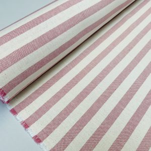 Linen Look White STRIPES Culla Fabric Furnishing Curtain Upholstery Dressmaking Cotton Material 110″/280cm EXTRA Wide Canvas - DUSTY PINK