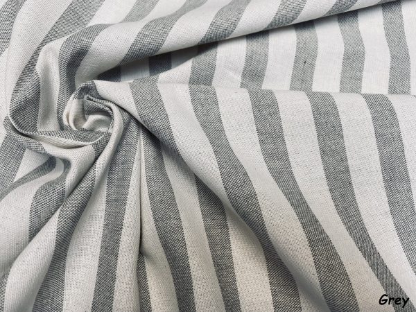 Linen Look White STRIPES Culla Fabric Furnishing Curtain Upholstery Dressmaking Cotton Material 55"/140cm Wide Canvas - Image 6