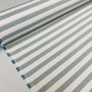 Linen Look White STRIPES Culla Fabric Furnishing Curtain Upholstery Dressmaking Cotton Material 110″/280cm EXTRA Wide Canvas - MINT GREEN