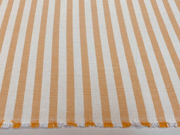 Linen Look White STRIPES Culla Fabric Furnishing Curtain Upholstery Dressmaking Cotton Material 110″/280cm EXTRA Wide Canvas - Yellow Mustard - Image 4