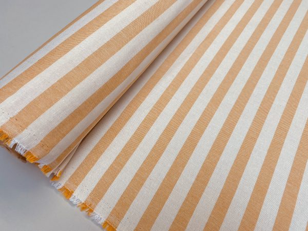 Linen Look White STRIPES Culla Fabric Furnishing Curtain Upholstery Dressmaking Cotton Material 110″/280cm EXTRA Wide Canvas - Yellow Mustard