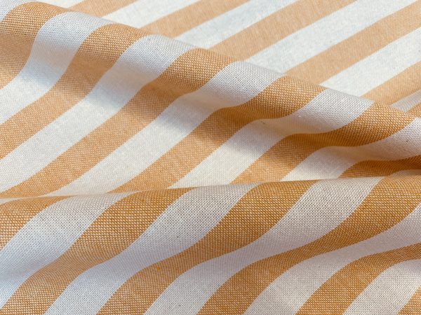 Linen Look White STRIPES Culla Fabric Furnishing Curtain Upholstery Dressmaking Cotton Material 110″/280cm EXTRA Wide Canvas - Yellow Mustard - Image 3