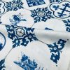 Dutch Tile Geometric Fabric Ceramic Effect Delft Blue Windmill Holland Tulips Cotton Curtain Upholstery Material - 55"/140cm wide - Image 4