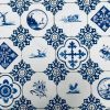 Dutch Tile Geometric Fabric Ceramic Effect Delft Blue Windmill Holland Tulips Cotton Curtain Upholstery Material - 55"/140cm wide - Image 5