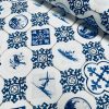 Dutch Tile Geometric Fabric Ceramic Effect Delft Blue Windmill Holland Tulips Cotton Curtain Upholstery Material - 55"/140cm wide - Image 6