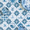 Dutch Tile Geometric Fabric Ceramic Effect Delft Blue Windmill Holland Tulips Cotton Curtain Upholstery Material - 55"/140cm wide - Image 7