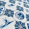 Dutch Tile Geometric Fabric Ceramic Effect Delft Blue Windmill Holland Tulips Cotton Curtain Upholstery Material - 55"/140cm wide - Image 9