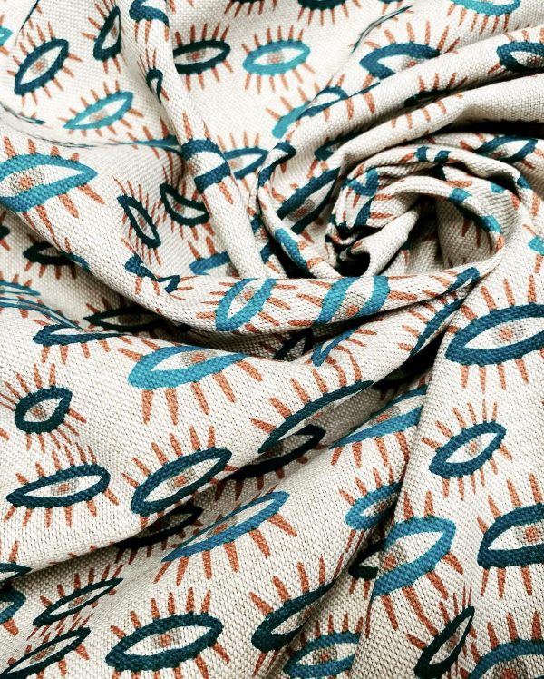 Teal Turquoise Eyes Fabric Watching Eye Print Material - Dressmaking Home Decor Curtain Upholstery Textile - 140cm (55") wide - Image 5