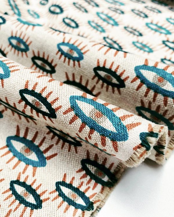 Teal Turquoise Eyes Fabric Watching Eye Print Material - Dressmaking Home Decor Curtain Upholstery Textile - 140cm (55") wide - Image 4