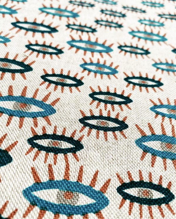 Teal Turquoise Eyes Fabric Watching Eye Print Material - Dressmaking Home Decor Curtain Upholstery Textile - 140cm (55") wide - Image 3