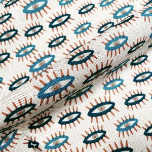 Teal Turquoise Eyes Fabric Watching Eye Print Material - Dressmaking Home Decor Curtain Upholstery Textile - 140cm (55") wide