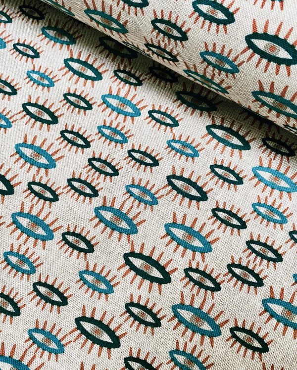 Teal Turquoise Eyes Fabric Watching Eye Print Material - Dressmaking Home Decor Curtain Upholstery Textile - 140cm (55") wide - Image 2